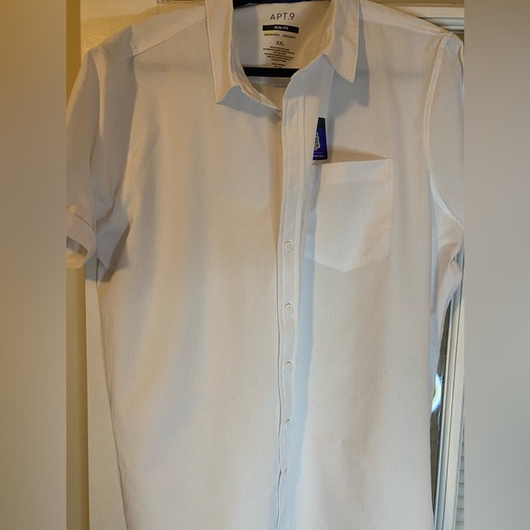 Mens XXL APT 9 Slim Fit White Performance Shirt - Picture 4 of 9